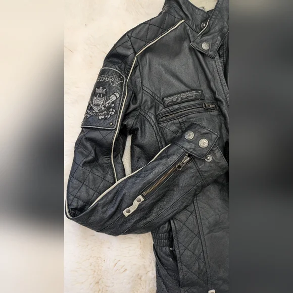 Vintage Ed Hardy Leather Skull Live To Ride Motorcycle Jacket - Picture 11 of 16